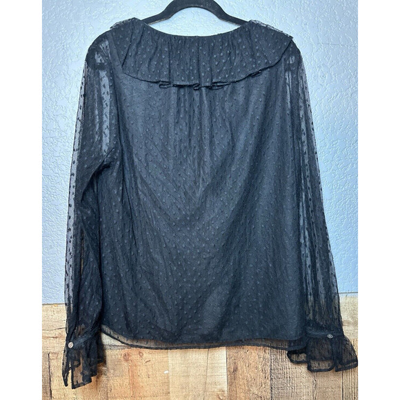 JCREW Ruffleneck Clip Dot Top Womens Sz XL Swiss Dot Dark Cottagecore Whimsigoth - Picture 4 of 11